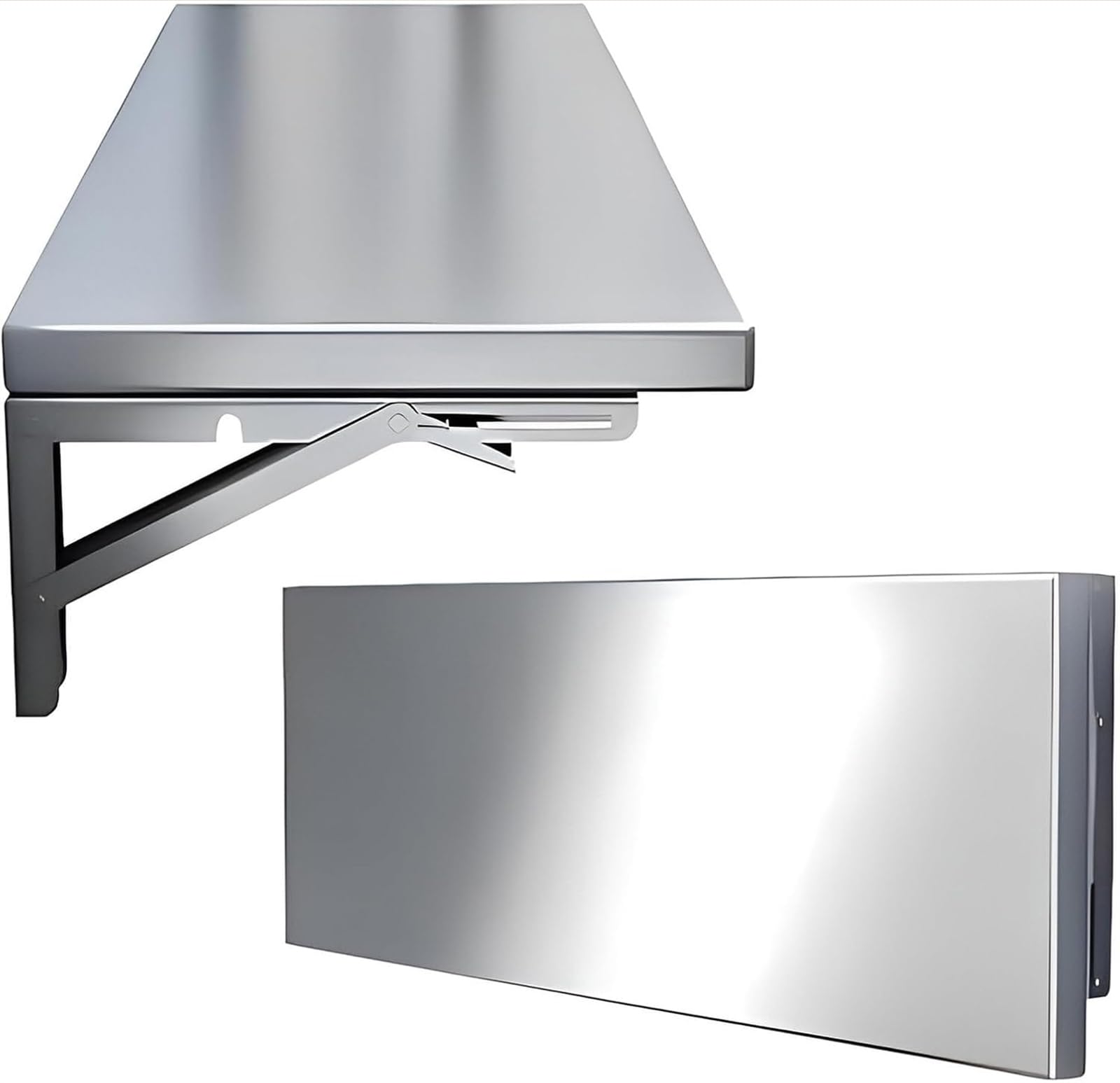 Étagère murale pliante inox 120x40cm pour remorque et restaurant