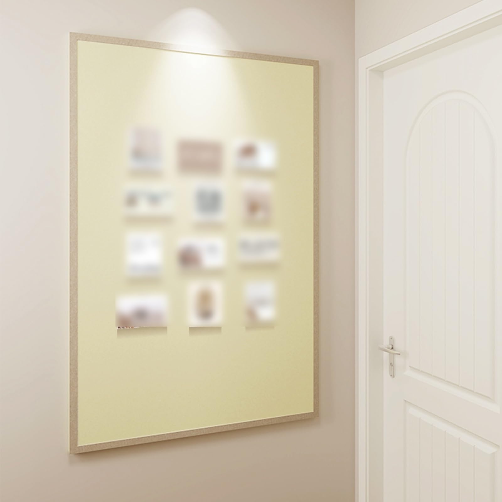 60 X 40cm Linen Bulletin Board, White Framed Corkboard, White Oak Frame Linen Cork Board, Vision Board And Decorative Hanging Pin Board(Grey+white,60 * 120cm)