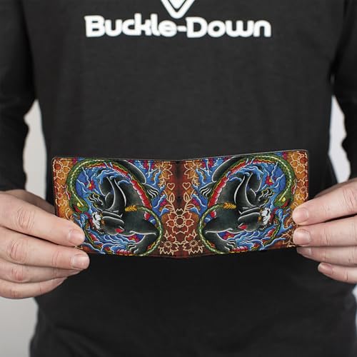 Buckle-Down Men's Standard PU Bifold Wallet-TJ-Panther, Multicolor, 4.0" x 3.5"4