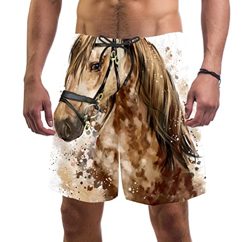 Maillots de bain pour hommes tête de cheval marron JDEZ