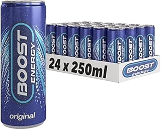 Boost Energy Drink Original Flavour, 250ml x 24 pack, Vegan Friendly Great Tasting Energy Boost, Less than 60 kcals, Gluten Free Taurine Carbonated Drink, White