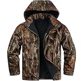 NEW VIEW Insulated Hunting Jacket for Men Cold Weather, Warm Camo Hunting Jackets with Hood, Water Resistant Hunting Clothes