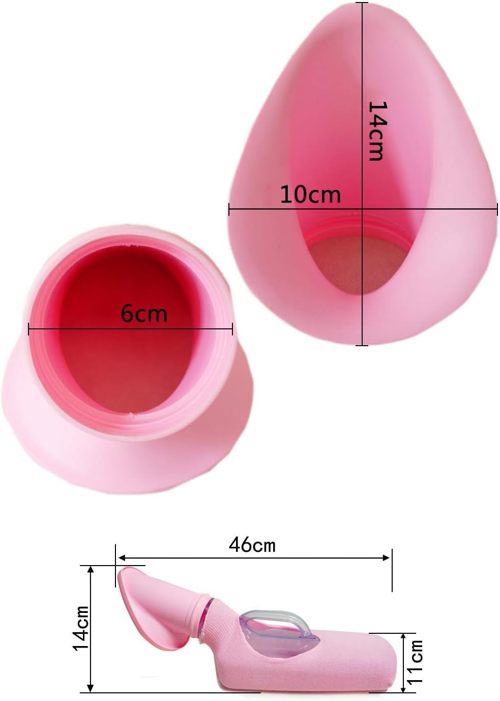 Tragbares weibliches Urinal – Urinsammler mit Deckel – 1200 ml Fassungsvermögen für bettlägerige Personen oder Menschen mit eingeschränkter Mobilität