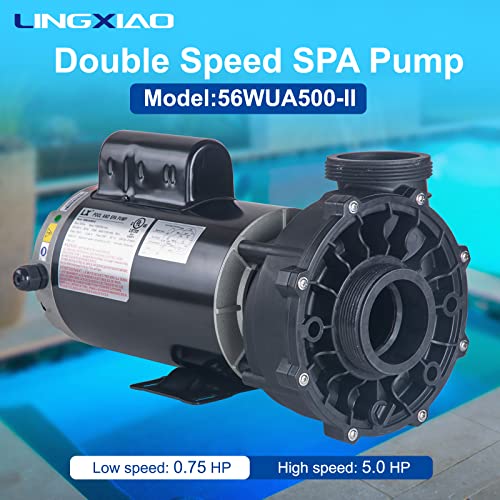 Image of SPA Pump, 5 Horsepower Hot Tub SPA Pumps - 2 Speed LX SPA Pump Motor 220-240V, 56 Frame(Y), Connect 2.5 inch Plumbing (Mode: 56WUA500-II）