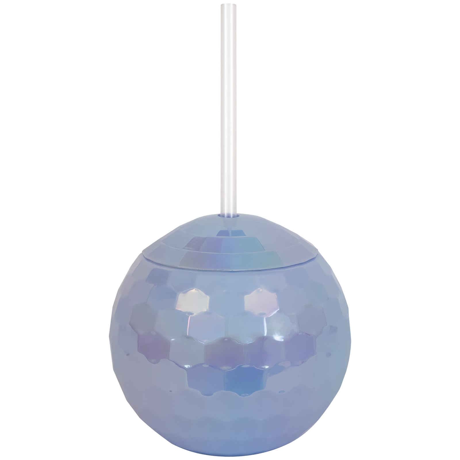 Unique Iridescent Disco Ball Shaped Reusable Cup with Straw 19 5 oz 1 Count - Elegant Drinkware for