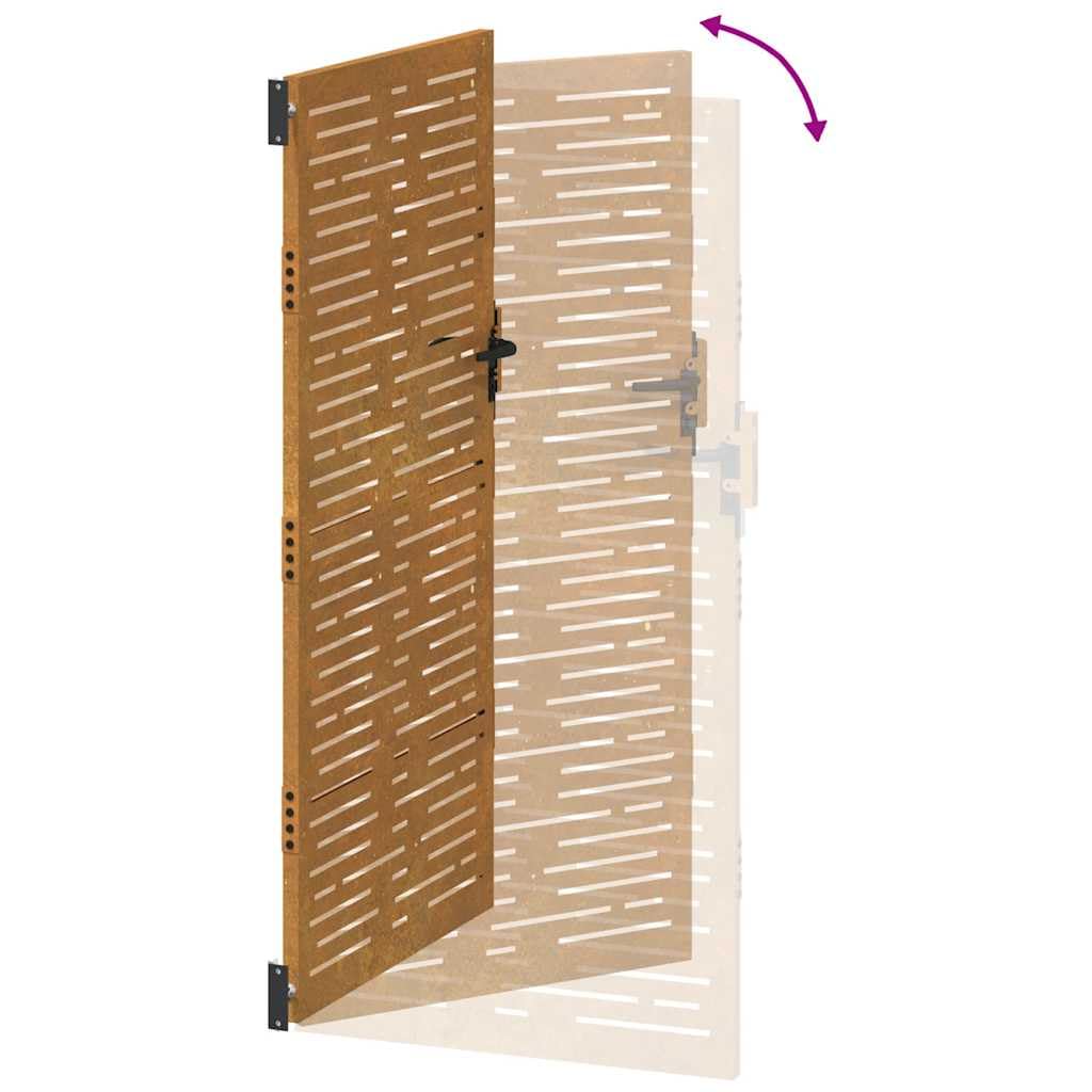 vidaXL Puerta de jardín Acero corten diseño Cuadrado 100x175 cm, Puerta de Metal, Puerta Delantera de jardín, Puerta de jardín con Cerradura
