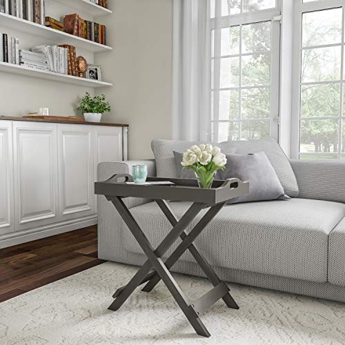 Folding-TV-Tray-Table-Contemporary-Side-Table-with-Removable-Tray-Top-for-Food-Serving-Decor-or-Meals-Portable-End-Table-for-Living-Room-Bedroom-or-Home-Office-by-Lavish-Home-Gray Folding TV Tray Table Contemporary Side Table with Removable Tray Top for Food Serving Decor or Meals Portable End Table for Living Room Bedroom or Home Office by Lavish Home Gray