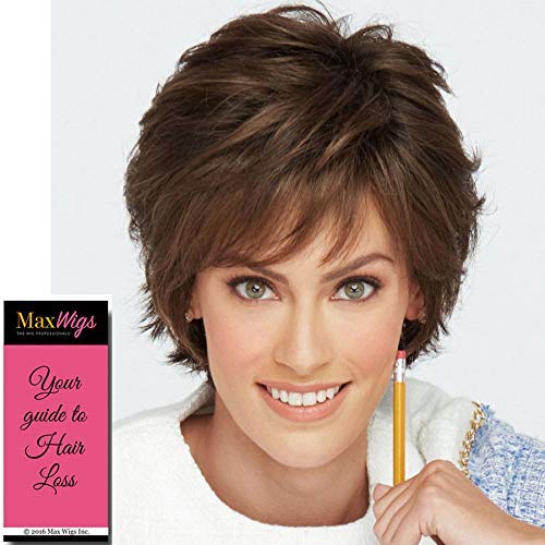 Voltage Avg Cap Wig Color R1416T BUTTERED TOAST - Raquel Welch Wigs Short Textured Layers Wispy Bangs Synthetic Women's Memory Capless Flared Neckline Bundle with MaxWigs Hairloss Booklet