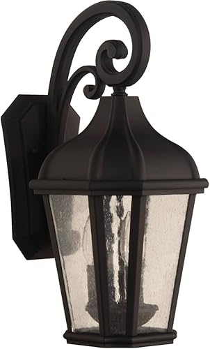 Miniatura 3 de Craftmade ZA3014-TB Briarwick - Soporte de pared para exteriores de vidrio semillado, 2 luces, 120 vatios totales, 15 pulgadas de alto x 7 pulgadas
