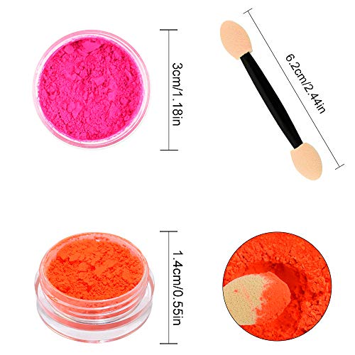 Freeorr 12 Farben Neon Pigment Nagel Pulver, Bunte Leuchtstofffarbe Nagel Pigment Staub-Nagel Glitter Gradien… – Bild 3