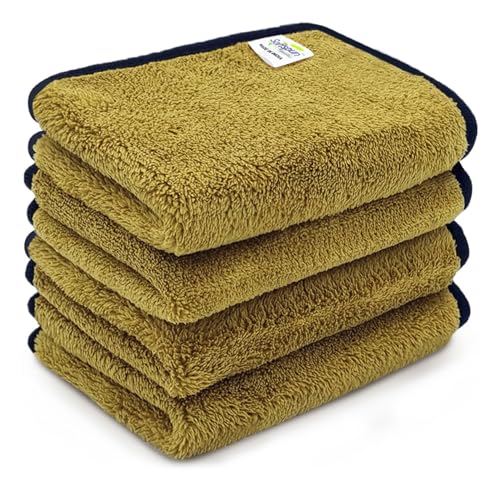 Image of SOFTSPUN Microfiber Baby Hand & Face Wipes 280 GSM 20x30 Cms 4 Piece Towel Set Olive Green! Super Soft & Comfortable for Newborn Baby and Kids Quick Drying Ultra Absorbent in Small Size.