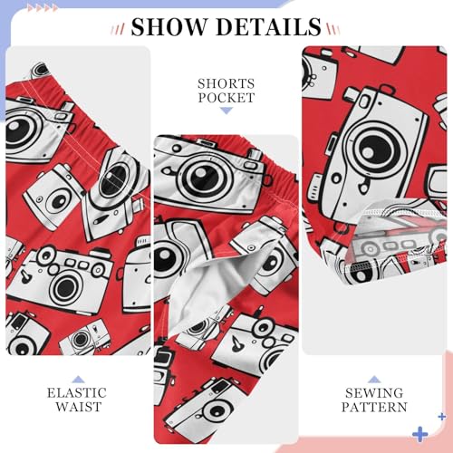 ZZXXB Retro Camera Boys Long Pants Soft Trousers Elastic Waist Kids Lounge Bottoms with Pockets S-XL4