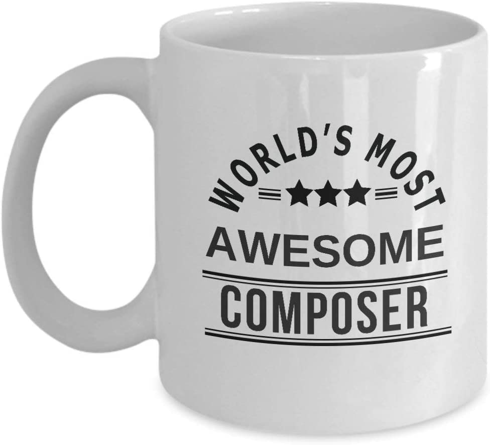 Giftme World's Most Awesome Composer Birthday, Christmas Coffee Tea Mug Unique 11oz White Ceramic Mug.