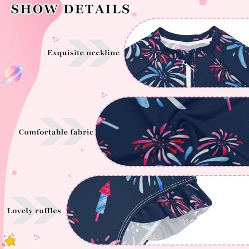 Aflyko 4th of July Girls' Rash Guard Swimsuit One-Piece Swimwear UPF 50+4