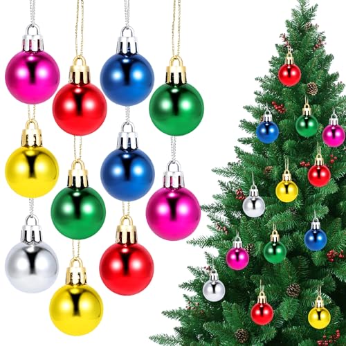 Mini Weihnachtskugeln 12 Stück Christbaumkugeln Bunt 3cm Kunststoff...