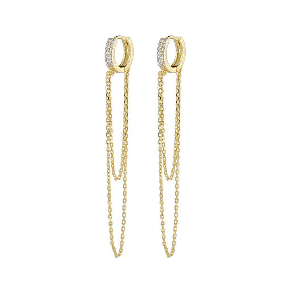 SLUYNZ 925 Sterling Silber CZ Creolen Ohrringe Kette für Damen Creolen Ohrringe Huggie Lange Ohrringe Ohrhänger