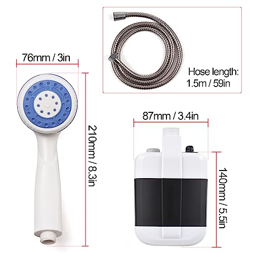 Cabezal de ducha, ducha portátil para camping con bomba eléctrica recargable por USB para exteriores, ideal para camping, lavado de autos, jardinería y limpieza de mascotas miniatura 4
