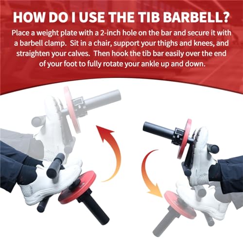 Tib Bar Tibialis Trainer Tibia Dorsi Calf Raise Machine Anterior Exercise Equipment Knees Over Toes Equipment For Strengthening Calves/Shins/Ankles, Fits 2" Olympic Weight Plates - Image 6