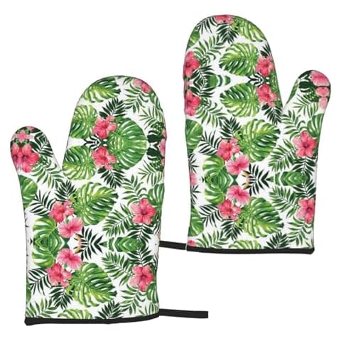 MQGMZ Tropical Leaves Print Oven Mitts Cover