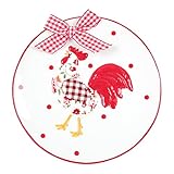 SEWACC Plato Pequeño de Ensalada de Cerámica Diseño de Dibujos Animados y Patrón de Flores Rojas, Adecuado para Servir Postres y Comida, Vajilla Creativa para Hogar, Restaurantes