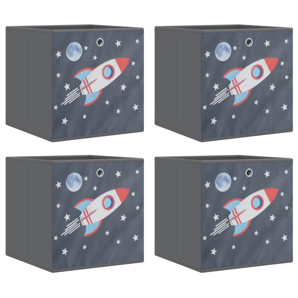 QZZCED 4 Pack Grey Collapsible Storage Boxes 32x32x32 cm, Non-woven Fabric Foldable Bins for Organizing Clothes, Toys, Books, Cube Shelves, Dorm Rooms, and Closets