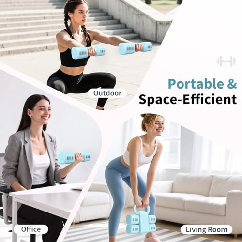 Image of Hezeyferg 2-in-1 Adjustable Dumbbells Set, 4 Levels Weight Dumbbells Set for Women Men, Each 2.2 /3.3 /4.4 /5.5lb Hand Weights with Kettlebell Form for Home Gym Exercise Training