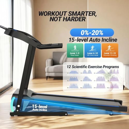 Image of ANCHEER Heavy Duty Folding Treadmill with Incline, 4.5HP Quiet Running Machine with 400 LB Capacity, Shock Absorbing Treadmill for Home Gym with LED Display, Heart Rate Monitor & Tablet Holder