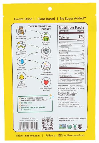 1.5 oz. Organic Raw Frozen Dried Pineapple - Thumbnail 3
