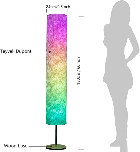 Miniatura 6 de YIEONSHION Lámpara de pie de luz suave diseño simple Morden Slim Warm Light 3000K LED Tyvek lámpara de pie para sala de estar dormitorio sala de