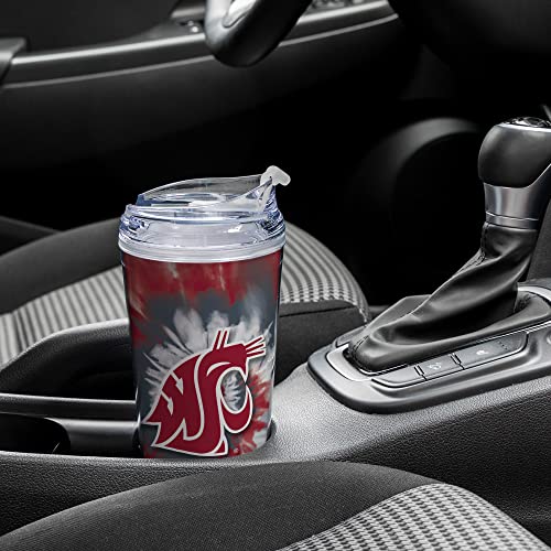 Image of Rico Industries NCAA Glitter 24oz Acrylic Glitter Tumbler with Hinged Lid, Officially Licensed Double Wall Tumbler with Straw