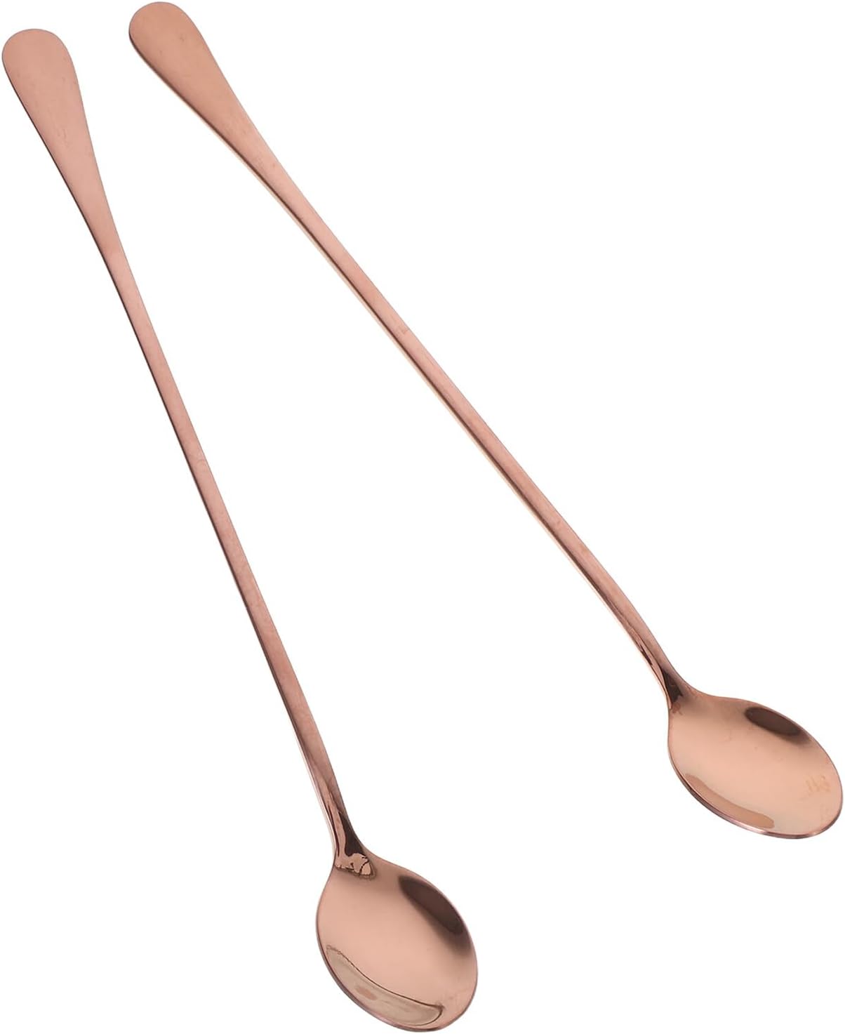 FAVOMOTO 2pcs Long Handle Bar Spoons Stainless Steel Ice Tea Spoons Cocktail Mixing Stirrer for Coffee Tea Home Bar Accessories 24cm Rose Gold