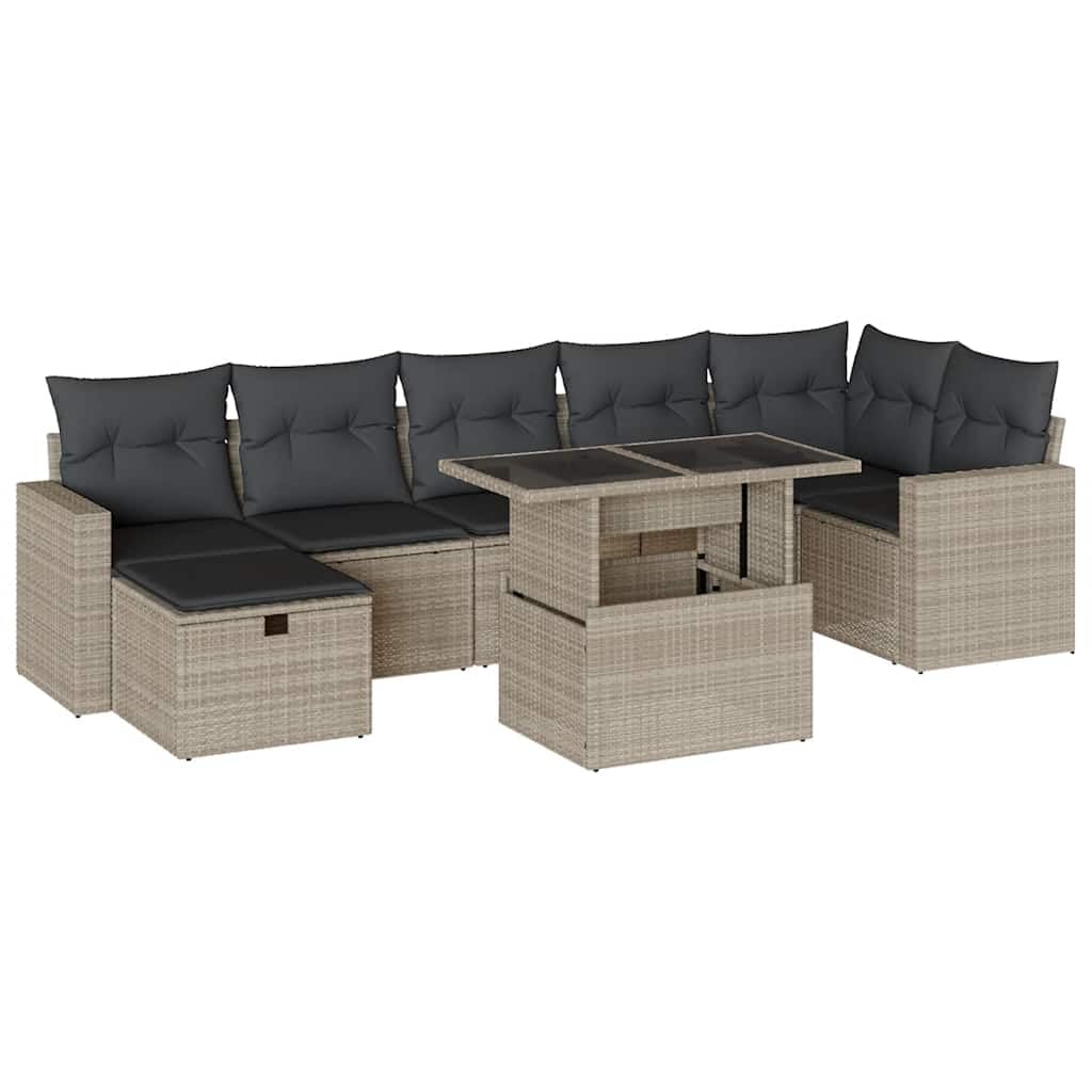 Set di mobili da giardino in polyrattan grigio divano angolare e divano centrale, 62 x 62 x 69 cm, con tavolo regolabile in altezza, 100 x 55 cm, resistente alle intemperie, per balcone