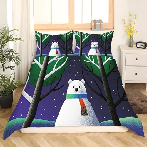 Housse couette 90x190 ours polaire avec fermeture éclair invisible - 3