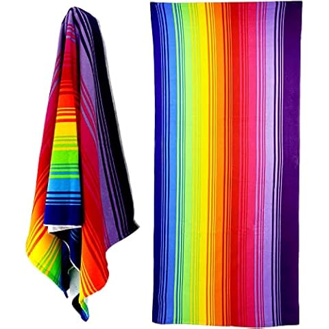 GEEZY Large Microfibre Beach Towel - Rainbow Cover