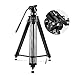 COOCHEER Professional Video Tripod, Heavy Duty Tripod System with 360 Degree Fluid Drag Video Head, 1/4" and 3/8" QR Plate and Bubble Level, Max Loading 33lbs and Height 61"