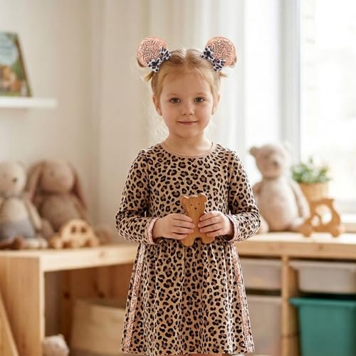 Pinzas para el cabello con diseño de orejas de ratón leopardo miniatura 6