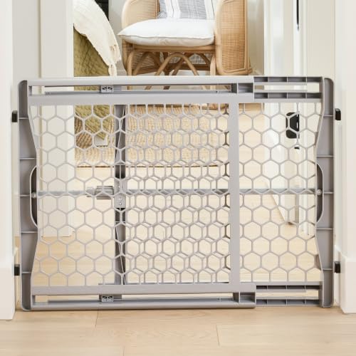 Image of Regalo Safety 28 inch-42 inch Extra Wide Baby Gate, Bottom of Stairs & Doorways | Pressure Mounted & Adjustable, For Babies, Toddlers & Pets, Plastic, Gray, Tested & Trusted for 30 Years