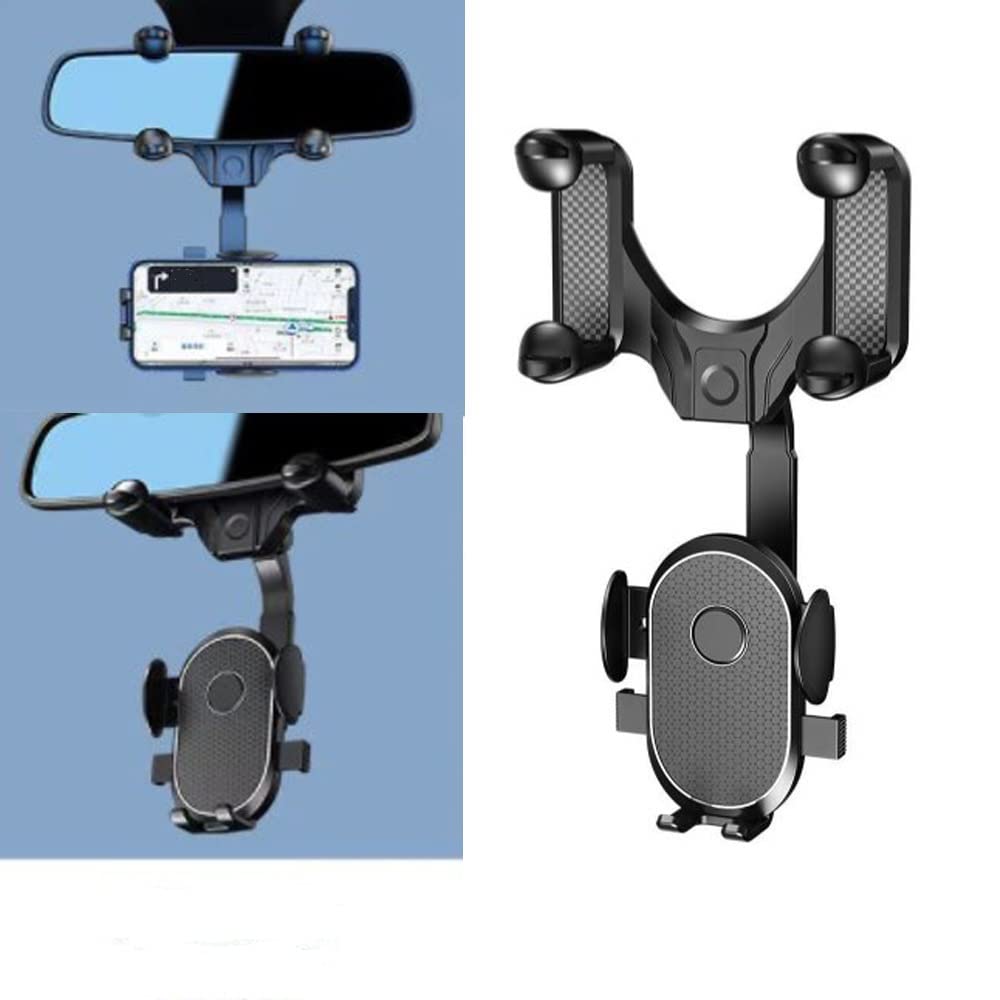 GSTX New 360° Rearview Mirror Phone Holder,Car Rearview Mirror Mount Phone and GPS Holder,Universal 360 Degrees Rotating Car