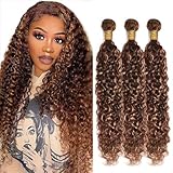 P430 Human Hair Bundles Brown Wet and Wavy Bundle Brazilian Virgin Hair 3 Bundles 18 20 22 Inch Two Tone Color 4 and 30 Bundle Hair Weave