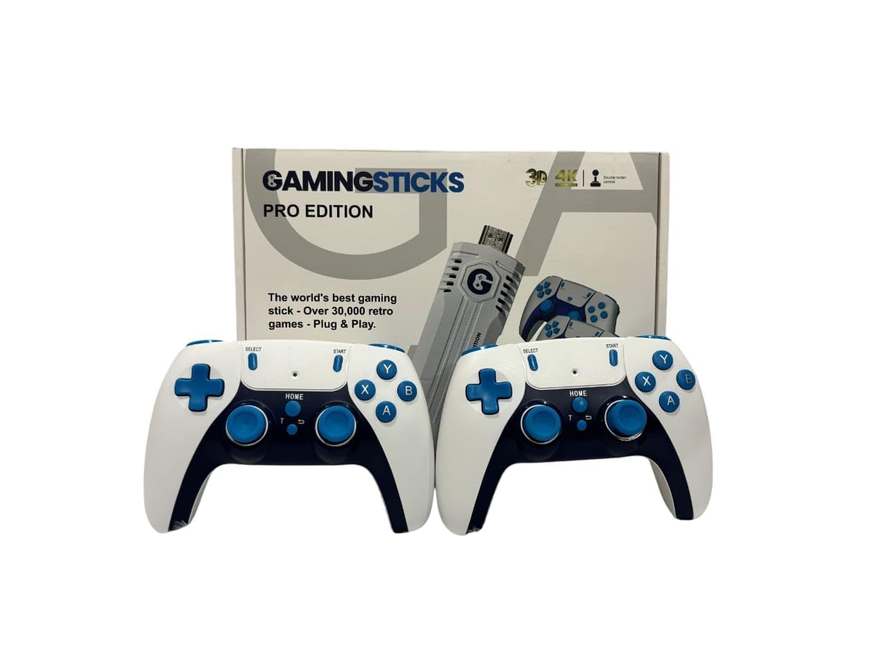 GamingSticks Pro Edition - 4K Plug & Play Game Stick Console with 2 Wireless Controllers, 38000+ Retro Games, HDMI, 35+ Emulators, Dual Joystick 2