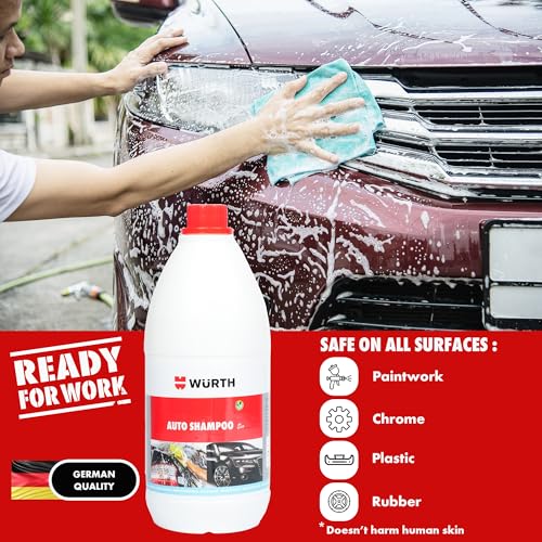 Image of Wuerth Auto Shampoo - 1L | pH Neutral Car & Bike Wash | High Performance Cleaner | Removes Dirt & Road Grime | Paint, Chrome & Plastic Safe | Silicone & Phosphate Free | Eco-Friendly Car & Moto Care