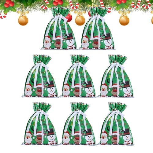 クリスマスラップ袋 - クリスマスキャンディ包装袋 8点セット | 繰り返し使える クッキーツリー飾り 子供大人共用 パーティー用小物入れ プレゼント袋