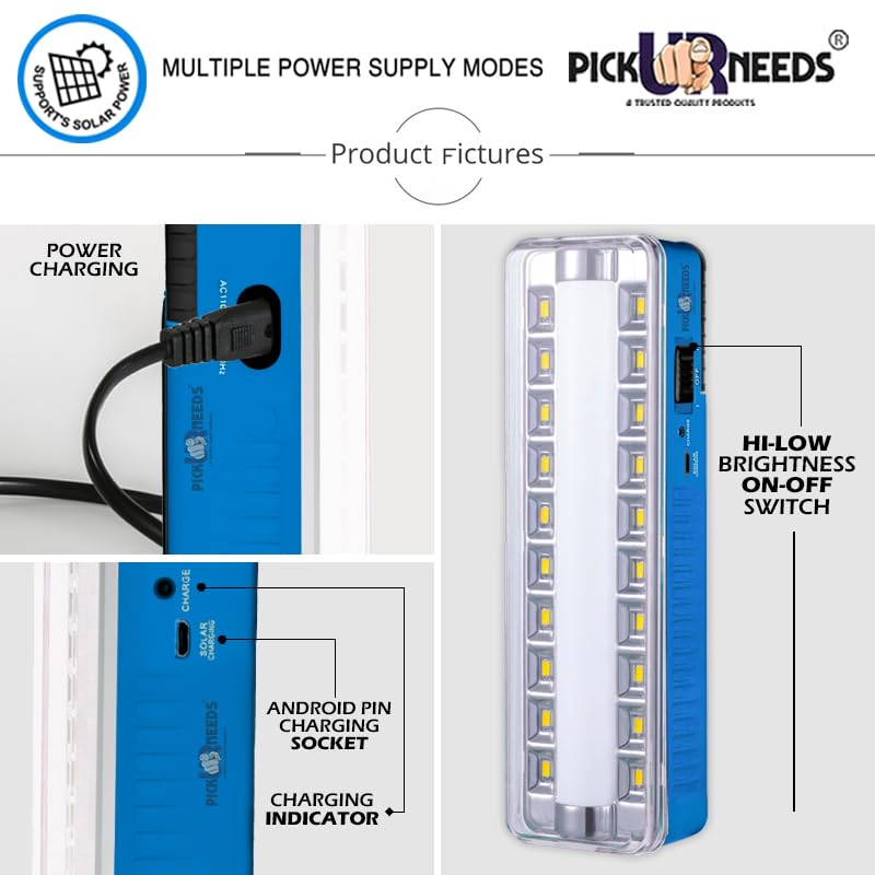 Image of Pick Ur Needs Rechargeable Home Emergency Tube +10 SMD LED Floor Lantern Lamp Light (Dark Blue)