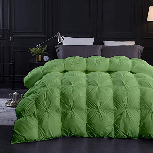 Sage Green All Season Down Alternative Pintuck Comforter- Oversized Queen Size 98 x 98 Inches 1 pc Pinch Pleated Comforter 600 GSM & 4 - Corner Tabs 100% Egyptian Cotton- Hotel Sage Green Solid