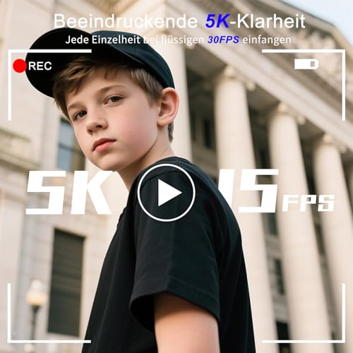 LONGYI Digitalkamera 5K 75MP Kamera Fotokamera und Vlogging mit WiFi, 64GB Karte, 18X Zoom, 180° Selfie Digital Camera Kompaktkamera Fotoapparat für Reisen, YouTube, Anfänger und Erwachsene (Schwarz) – Bild 3