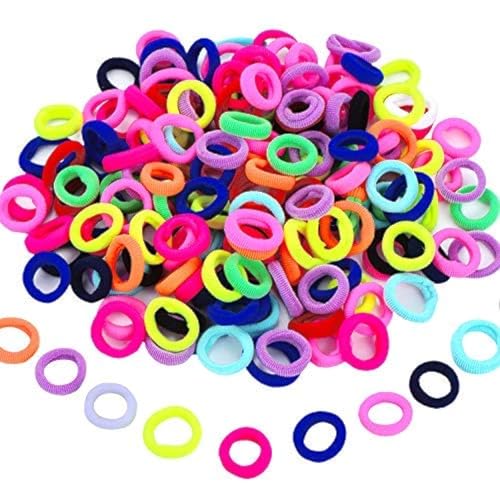 Image of 100 Pieces Elastic Hair Ties Mini Hair Bands Tiny Rubber Bands Colored Girls Ponytail Holders for Baby Kids