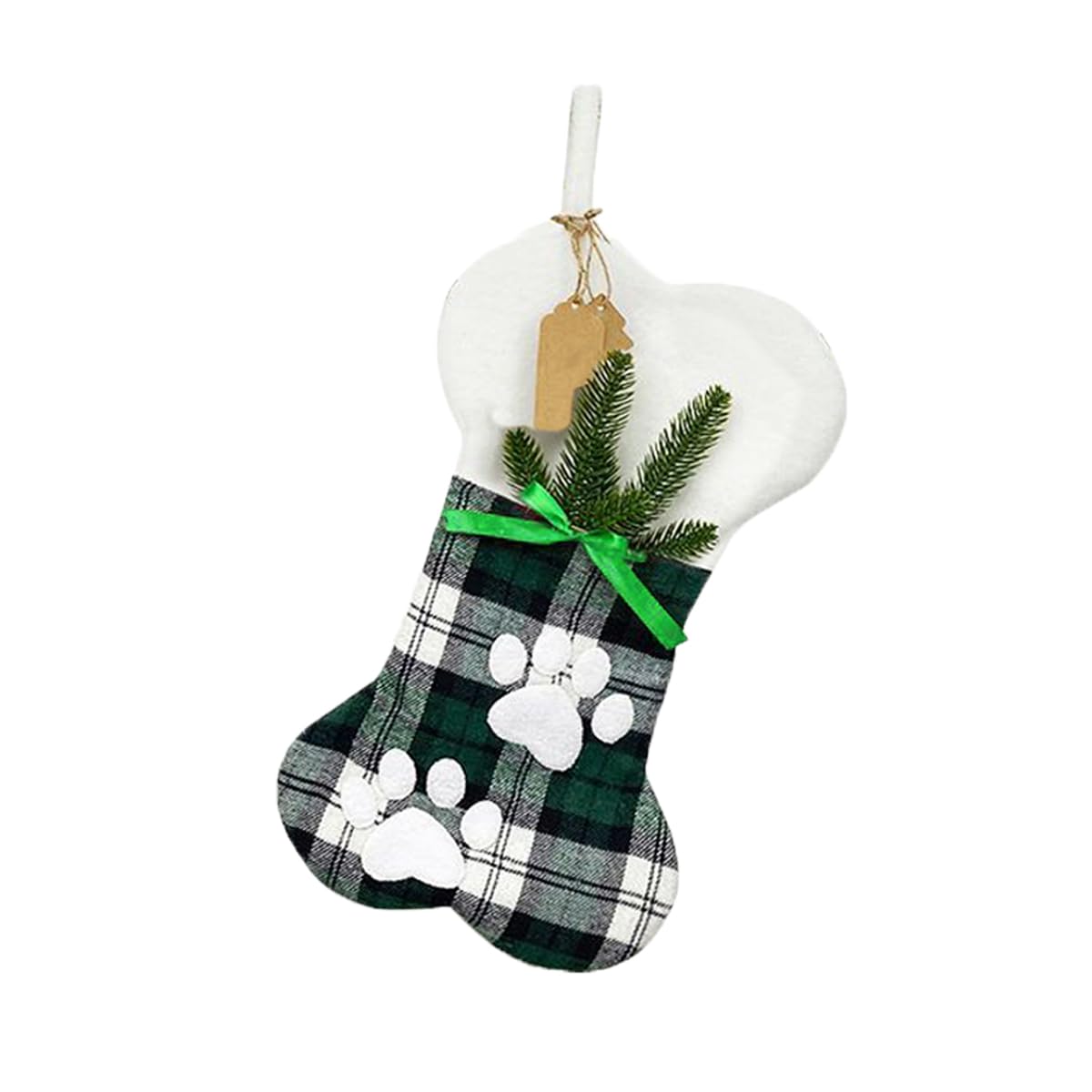 SherryDCSherryDC Pet Dog Christmas Stockings, 16" Bone Plush & Plaid Hanging Socks for Holiday and Christmas Decorations