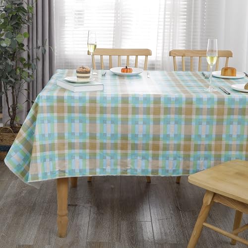 Image of Walrus Heavy Duty Vinyl Tablecloth with Flannel Backing Waterproof Oil-Proof Plastic Table Cloth Stain-Resistant Wipeable Table Cover for Indoor and Outdoor (Multicolored Checkered,60x84 Inch)