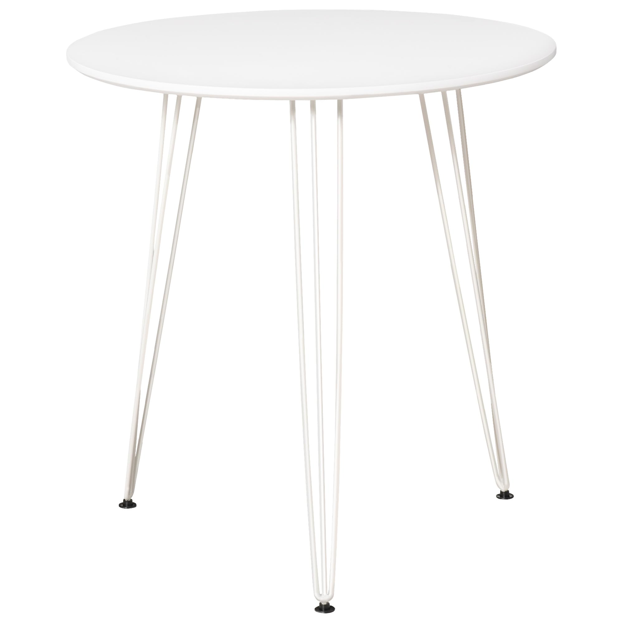 HOMCOM Mesa de Comedor Redonda con Patas de Horquilla Metálicas Estilo Moderno Nórdico para Cocina Salón Cafetería Bar Ø70x75 cm Blanco