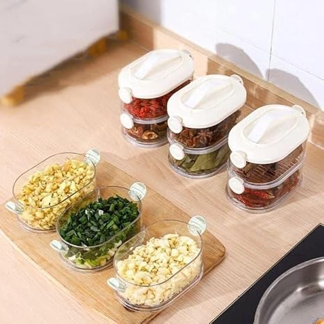 Image of 3 Layear Multi purpose storage box | 3 layer Storage Box, Stackable Kitchen Condiment Jars with Lids, Leak Proof And Food Fresh-keeping Box For Fruit, Snack And Spice |